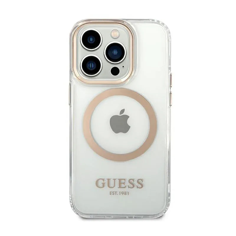 Guess Metal Outline MagSafe – dėklas iPhone 14 Pro Max telefonui (skaidrus)