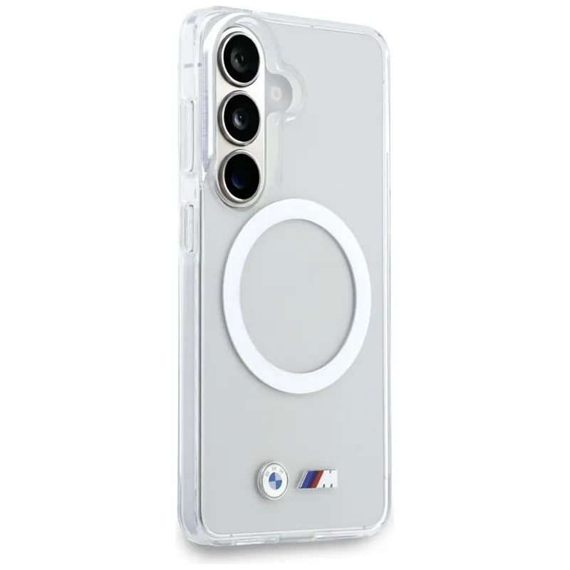 BMW IML Shockproof Metal Logo MagSafe – dėklas Samsung Galaxy S26 (skaidrus)