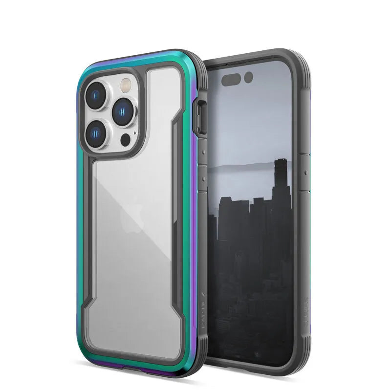 X-Doria Raptic Shield – aliumininis dėklas iPhone 14 Pro (atlaiko kritimą iš 3m aukščio) (vaivorykštinis)