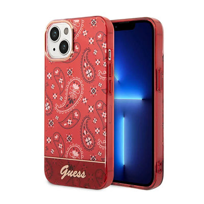 Guess Bandana Paisley - dėklas, skirtas iPhone 14 Plus (raudonas)