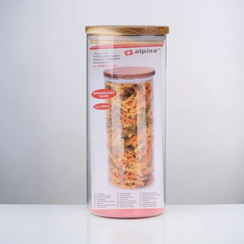 Alpina – stiklinis indas su dangteliu, 1250 ml, 9,5 x 21 cm
