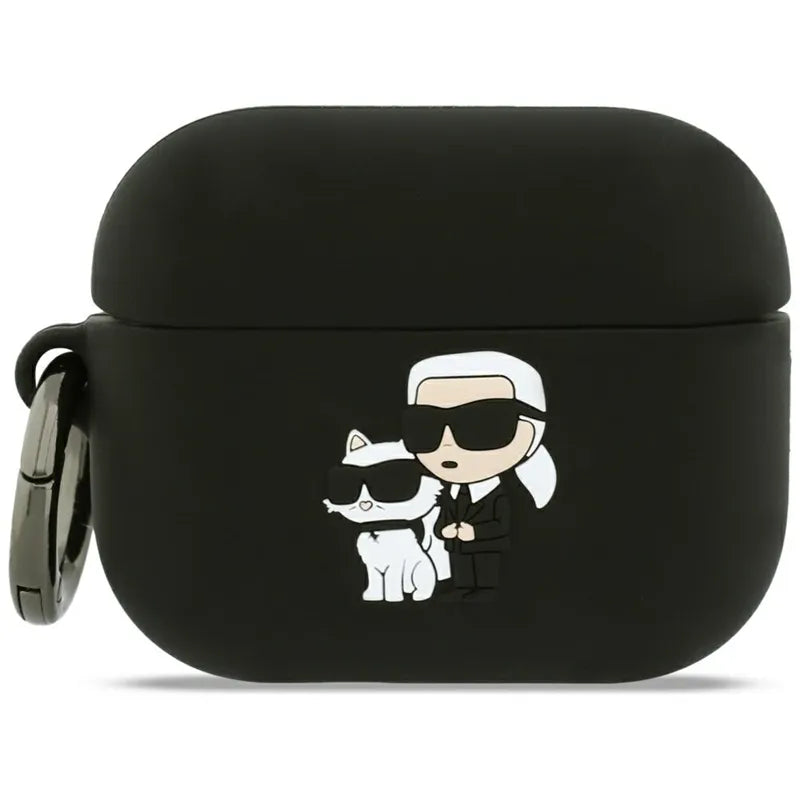 Karl Lagerfeld Silicone Karl & Choupette Head 3D - AirPods Pro 3 dėklas (juodas)
