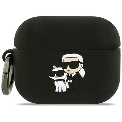 Karl Lagerfeld Silicone Karl & Choupette Head 3D - AirPods Pro 3 dėklas (juodas)