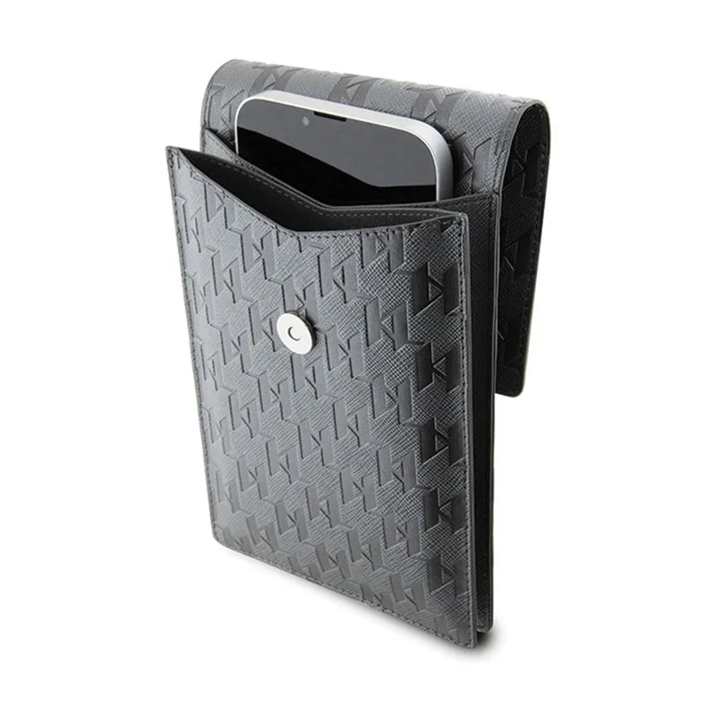 Karl Lagerfeld Saffiano Monogram Choupette – telefono krepšys per petį (sidabrinis)