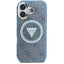 Guess IML Metal Glitter 4G Circle Triangle MagSafe – dėklas iPhone 16 (mėlynas)