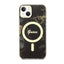 Guess Golden Marble MagSafe – dėklas iPhone 14 Plus telefonui (juodas)