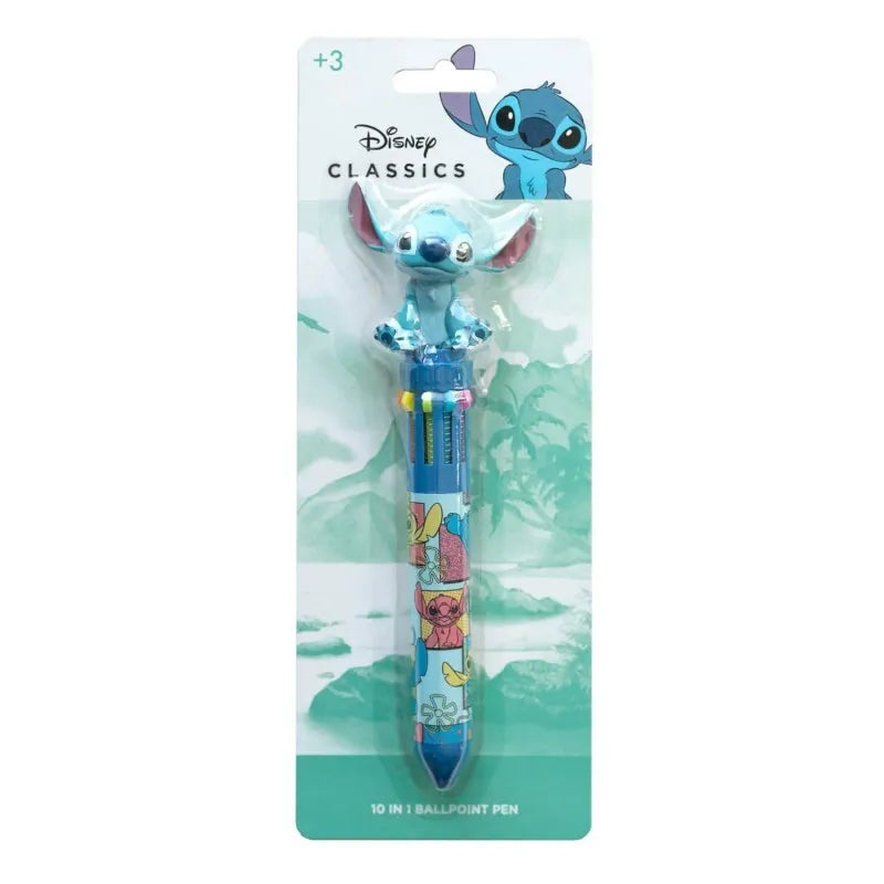 Disney Stitch – 10 spalvų automatinis tušinukas su 3D figūrėle