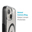 Speck Presidio Perfect-Clear su Impact Geometry® + MagSafe – dėklas, skirtas iPhone 15 Plus / 14 Plus su MICROBAN danga (skaidrus / juodas)