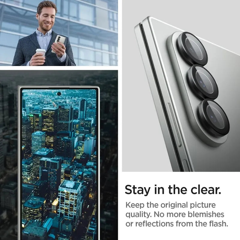 Spigen Optik Pro HD GLAS.TR EZ Fit kameros apsauga, 2 vnt. - Objektyvo apsauga Samsung Galaxy Z Fold 7 telefonui (2 vnt.) (Juoda)