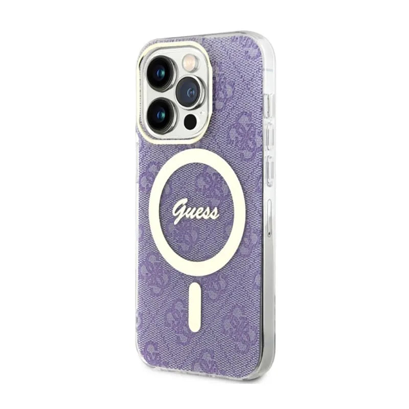 Guess 4G MagSafe – dėklas iPhone 14 Pro telefonui (violetinis)