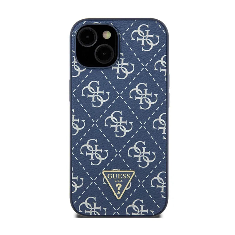 Guess 4G Triangle Metal Logo – dėklas iPhone 15 Plus (mėlynas)