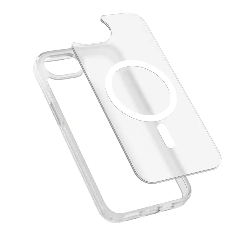 Crong Hybrid Matte Magnetic – MagSafe dėklas iPhone 17e / 16e (Baltas)
