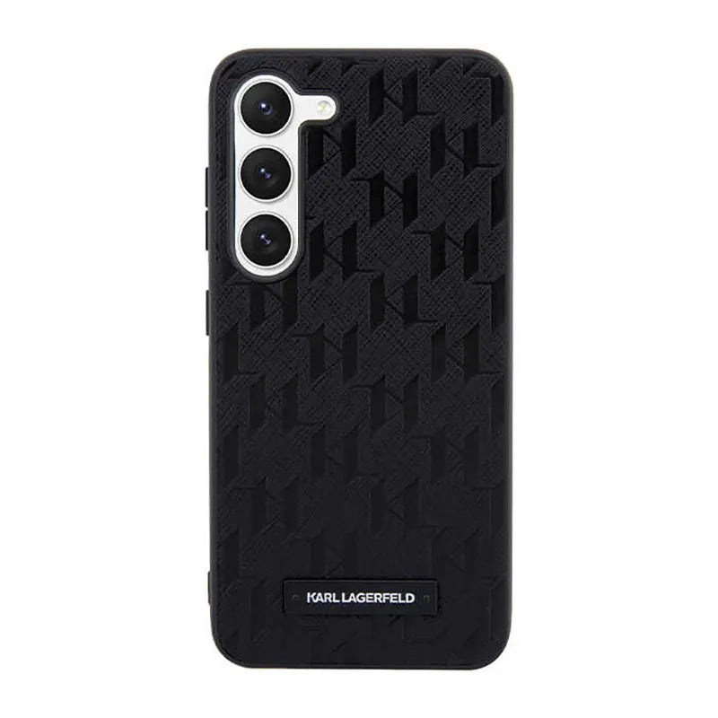 Karl Lagerfeld Saffiano Monogram Metal Logo - dėklas Samsung Galaxy S23 (juodas)
