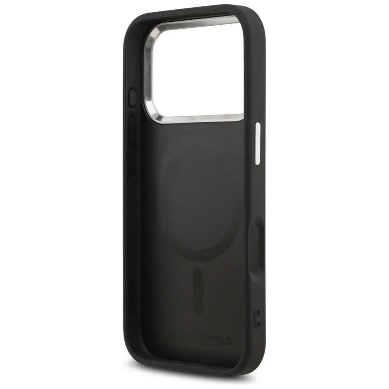 Karl Lagerfeld Karl Pin MagSafe – dėklas iPhone 17 Pro (juodas)