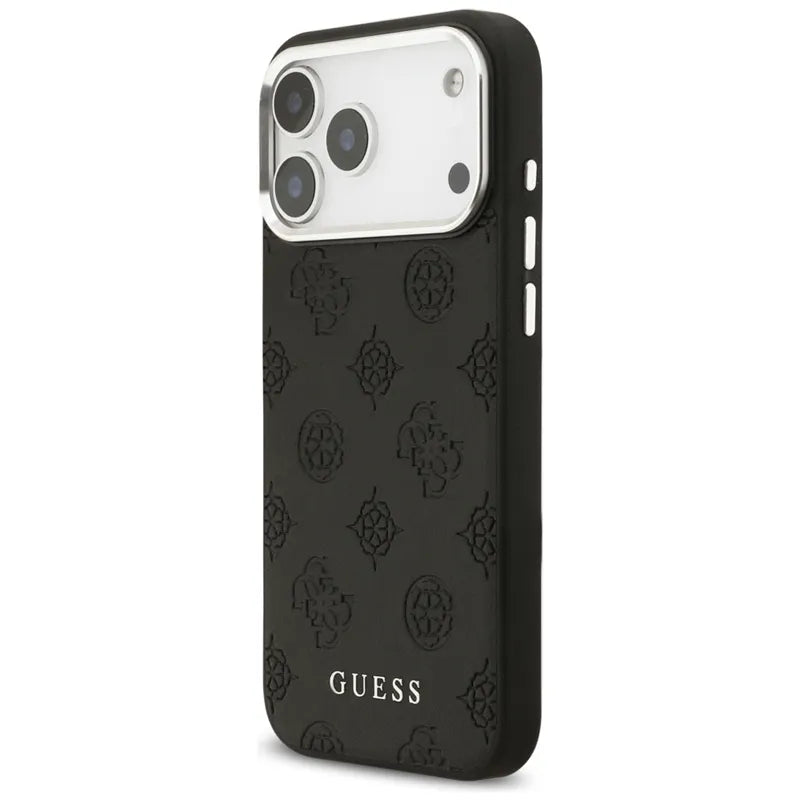 Guess Peony Hot Stamp Script MagSafe – dėklas iPhone 17 Pro Max (juodas)