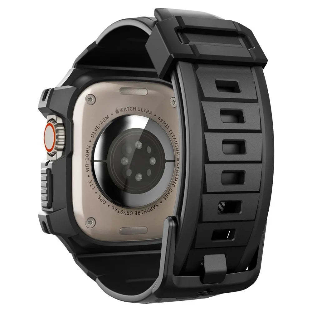 Spigen Rugged Armor Pro dėklas – dirželis su dėklu „Apple Watch Ultra“ 49 mm (juodas)
