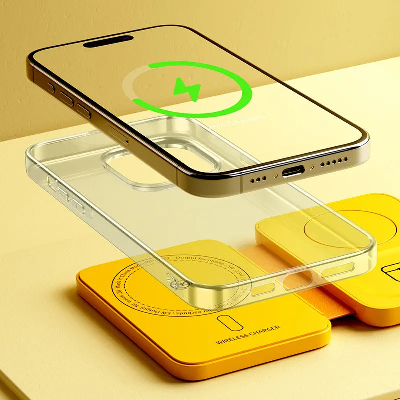 WEKOME WP-U172 – 3-in-1 belaidis įkroviklis su „MagSafe“, skirtas „iPhone“, „Apple Watch“ ir „AirPods“ + veidrodis (geltonas)