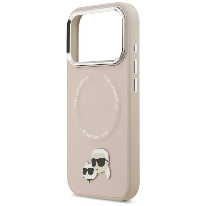 Karl Lagerfeld Karl & Choupette Pins MagSafe – dėklas iPhone 17 Pro (rožinis)