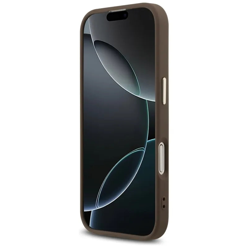 Guess 4G Big 4G Classic Logo – dėklas iPhone 17 (ruda / auksinė)