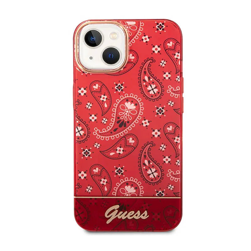 Guess Bandana Paisley - dėklas, skirtas iPhone 14 Plus (raudonas)