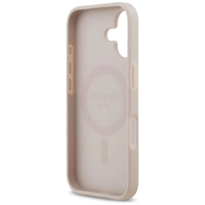 Guess 4G Circle Classic Logo MagSafe – dėklas iPhone 17 (rožinis)