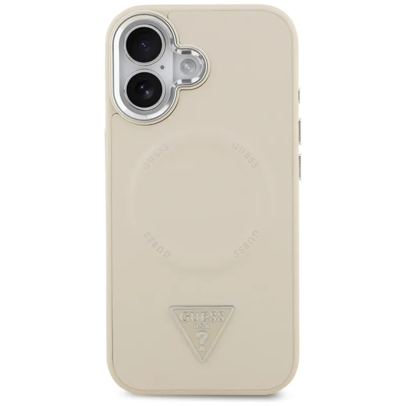 Guess Triangle Logo MagSafe - Dėklas iPhone 17 (Smėlio spalva)