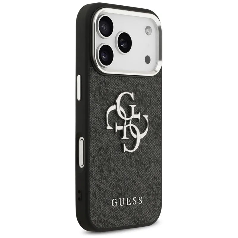 Guess 4G Big 4G Classic Logo – dėklas iPhone 17 Pro (juodas / sidabrinis)