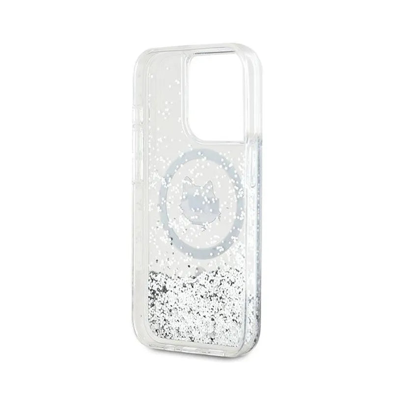 Karl Lagerfeld Liquid Glitter Choupette Head MagSafe – dėklas, skirtas iPhone 13 Pro (skaidrus)