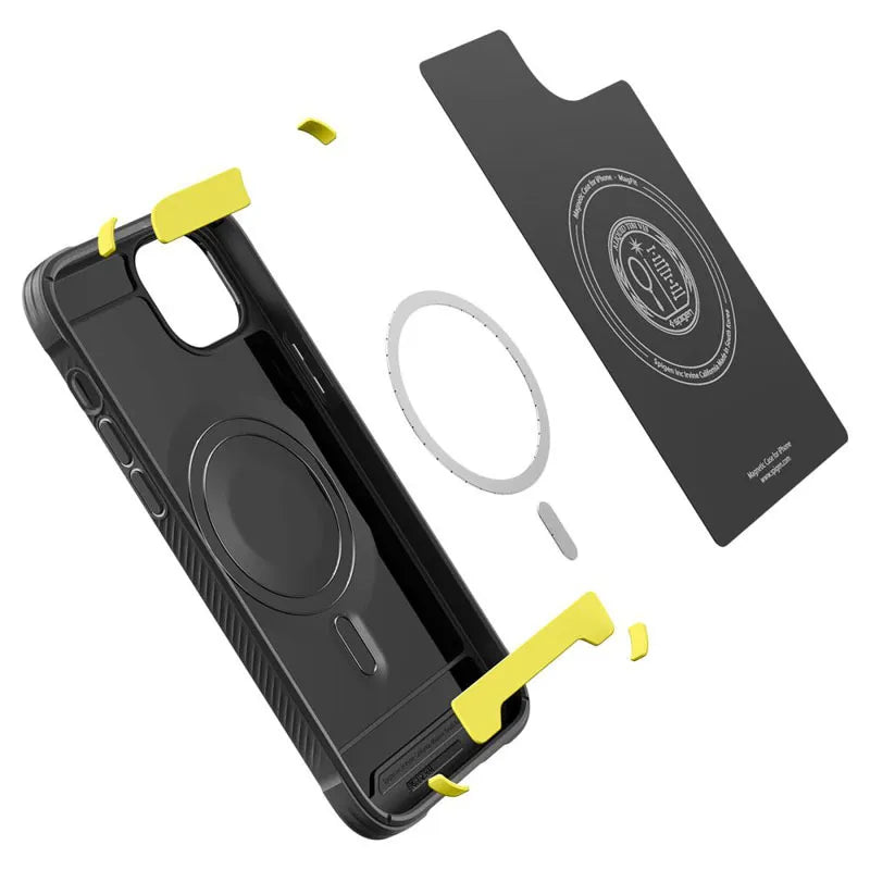 Spigen Rugged Armor Mag MagSafe – dėklas iPhone 14 (juodas)