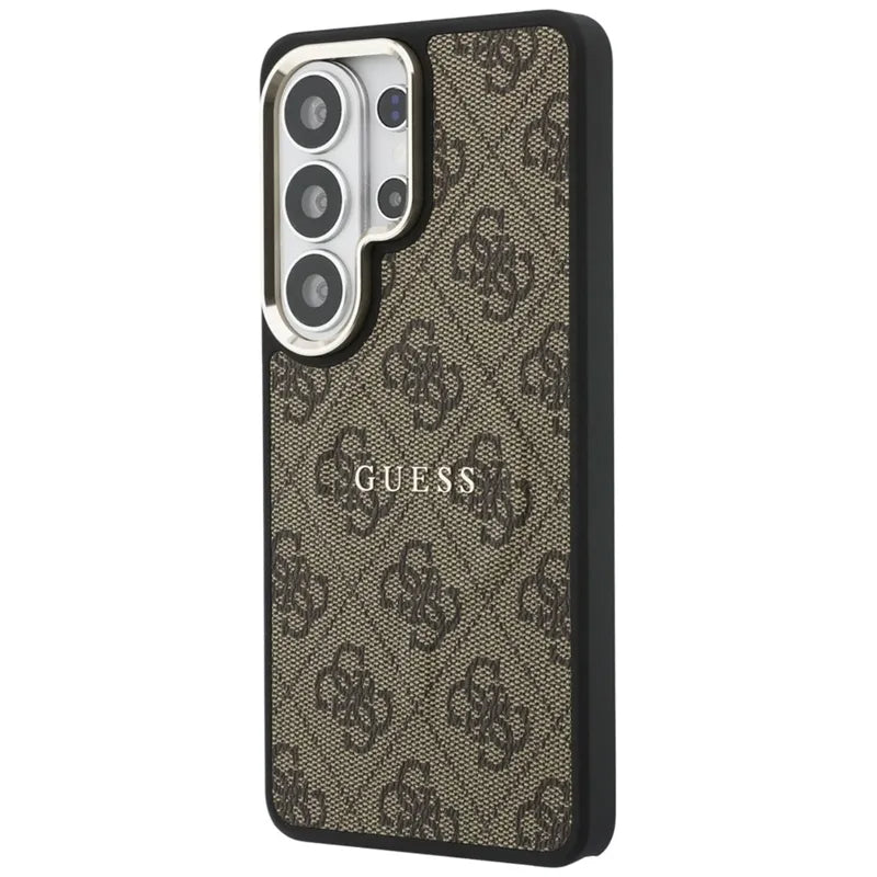 Guess 4G Embossed Ring MagSafe – Samsung Galaxy S26 Ultra dėklas (rudos spalvos)