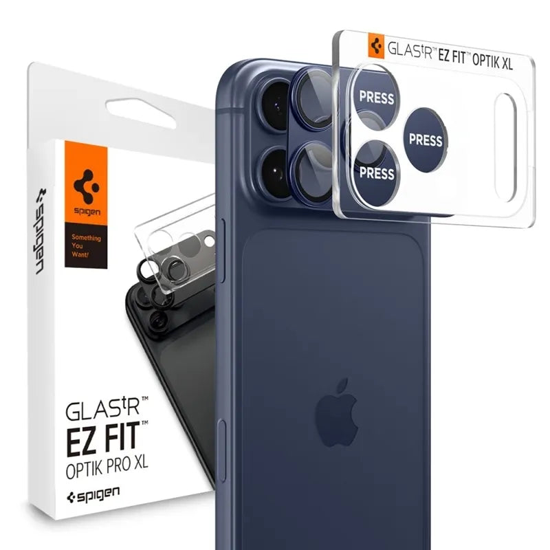 Spigen Optik Pro XL Glas.TR EZ Fit – iPhone 17 Pro kameros apsauginis stiklas (mėlynas)