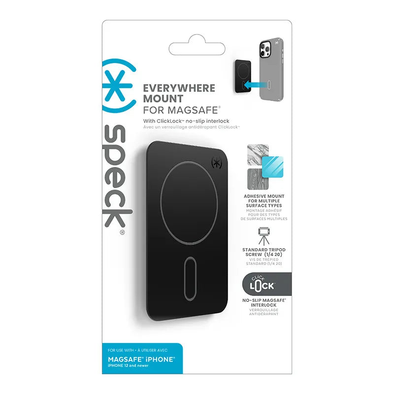 Speck Everywhere Mount + ClickLock – MagSafe magnetinis laikiklis (juodas)