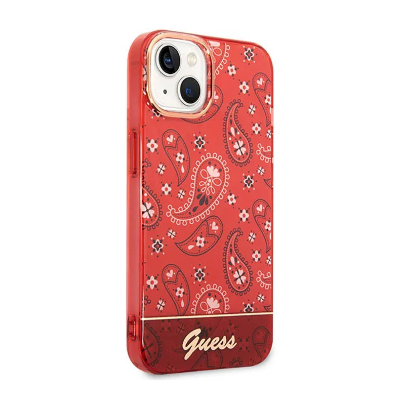 Guess Bandana Paisley - dėklas, skirtas iPhone 14 Plus (raudonas)