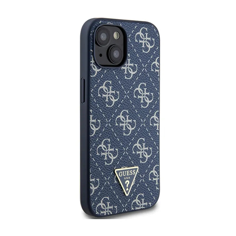 Guess 4G Triangle Metal Logo – dėklas iPhone 15 Plus (mėlynas)