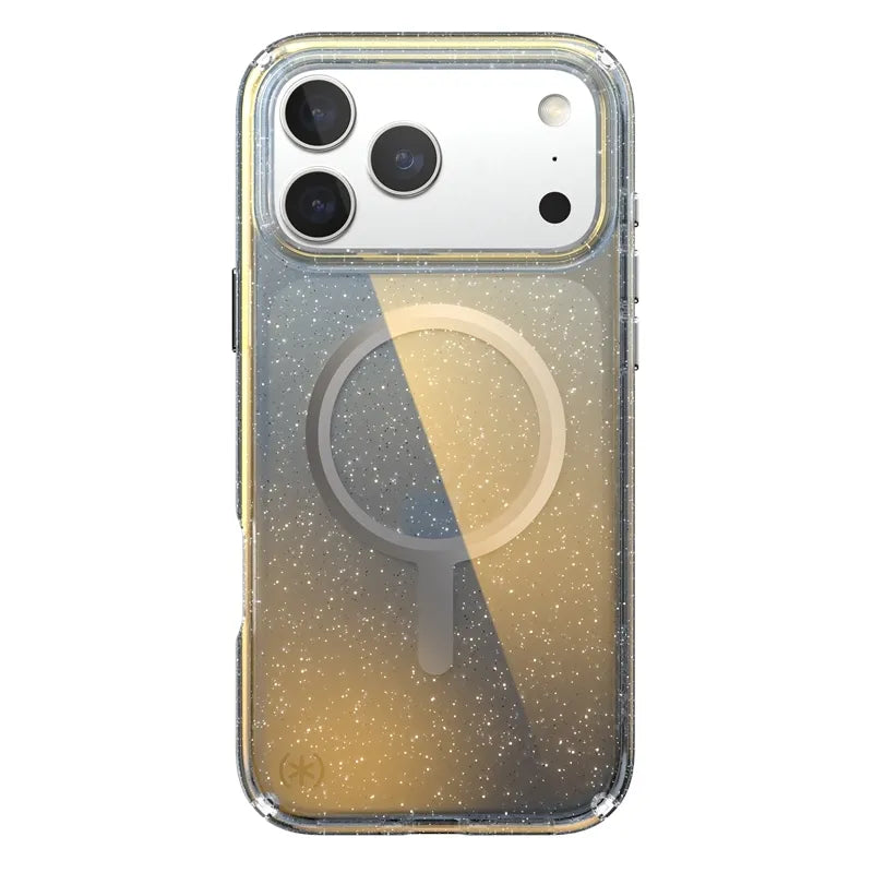 Speck Presidio Lux MagSafe - iPhone 17 Pro Max dėklas (Hyper Mirror Glitter / Silver Metallic)