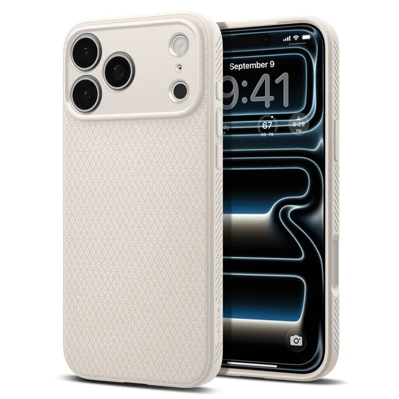 Spigen Liquid Air – dėklas, skirtas iPhone 18 Pro / 17 Pro (natūralus titanas)