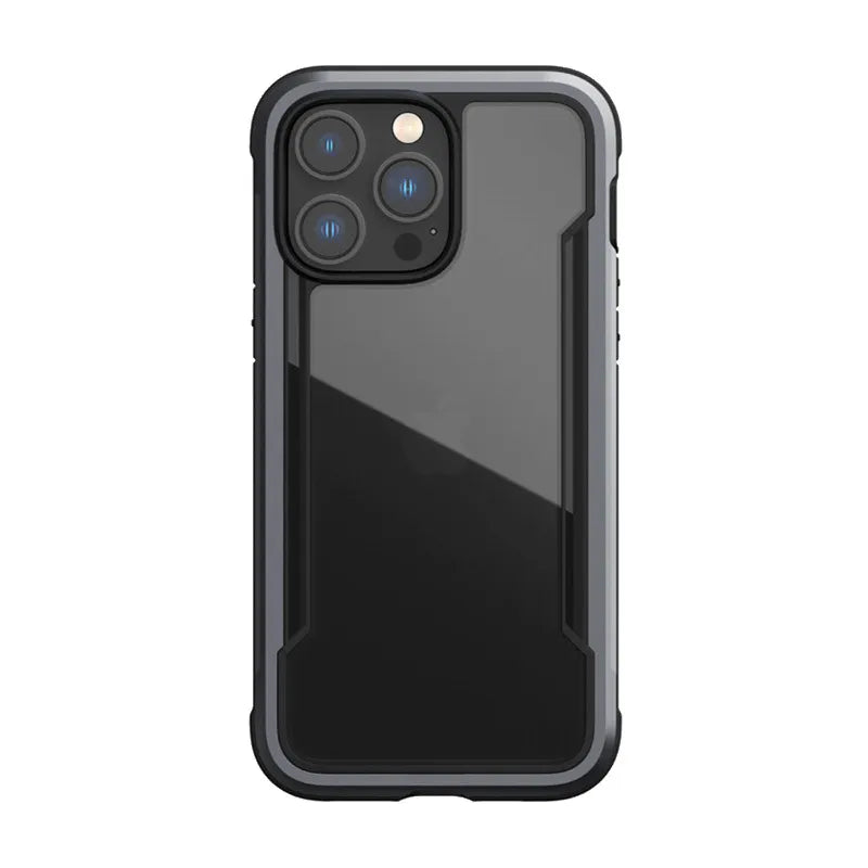 „X-Doria Raptic Shield“ – aliuminis dėklas „iPhone 14 Pro Max“ (atsparus kritimui iš 3 m) (juodas)