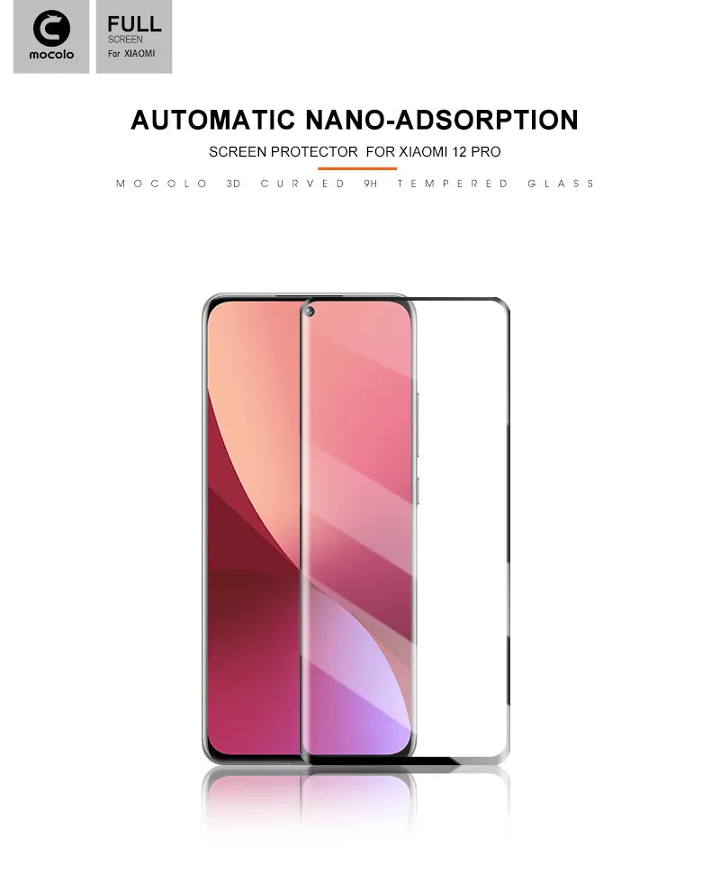 Mocolo 3D 9H Full Glue – apsauginis stiklas visam Xiaomi 12 Pro ekranui (juodas)