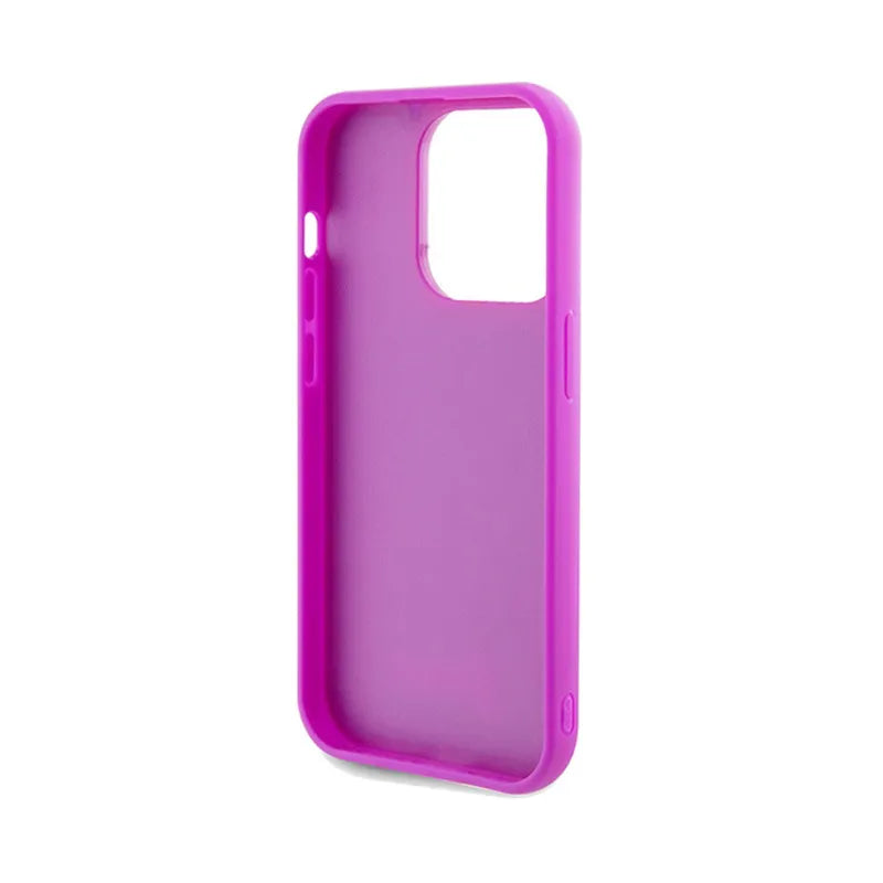 Guess Disco Metal Script – dėklas „iPhone 14 Pro“ (fuksijos spalvos)
