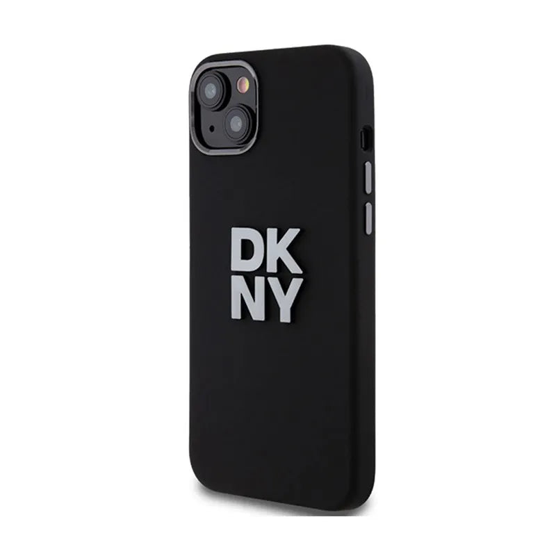 DKNY Liquid Silicone Metal Logo – dėklas iPhone 15 / 14 / 13 (juodas)