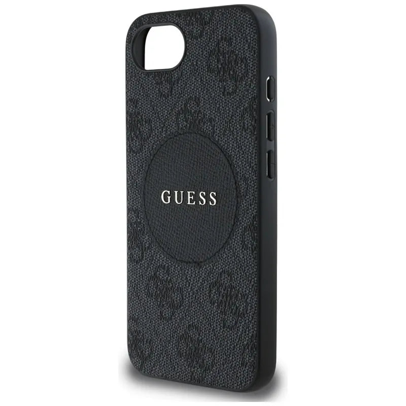 Guess 4G Circle Classic Logo MagSafe – dėklas iPhone 16e (juodas)
