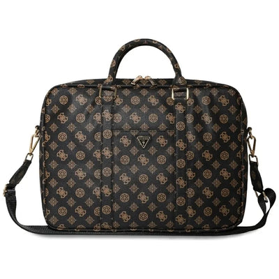 Guess 4G Peony Front Pocket Zipper Triangle Logo - nešiojamojo kompiuterio krepšys 16" (juodas)