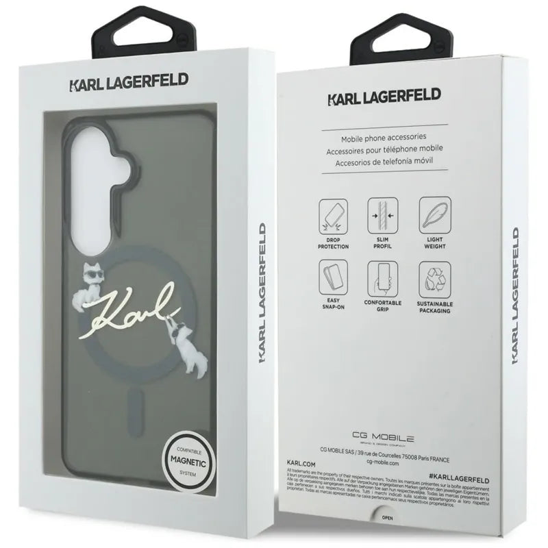 Karl Lagerfeld IML KC Script MagSafe – Samsung Galaxy S26+ dėklas (juodas)