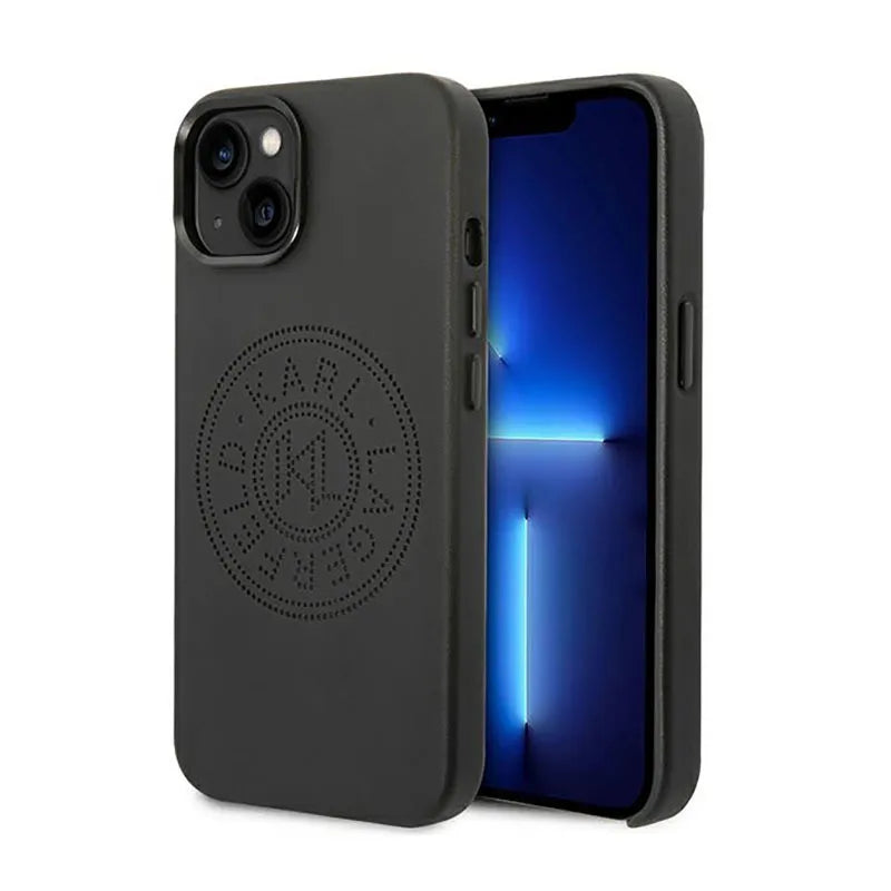 Karl Lagerfeld Leather Perforated Logo dėklas – dėklas iPhone 14 Plus (juodas)