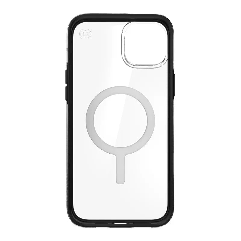 Speck Presidio Perfect-Clear su Impact Geometry® + MagSafe – dėklas, skirtas iPhone 15 Plus / 14 Plus su MICROBAN danga (skaidrus / juodas)