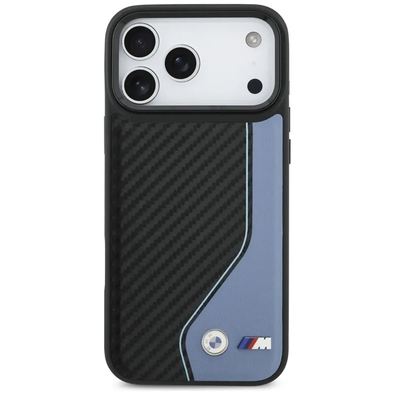 BMW M Carbon Logo MagSafe – dėklas iPhone 17 Pro Max (mėlynas)