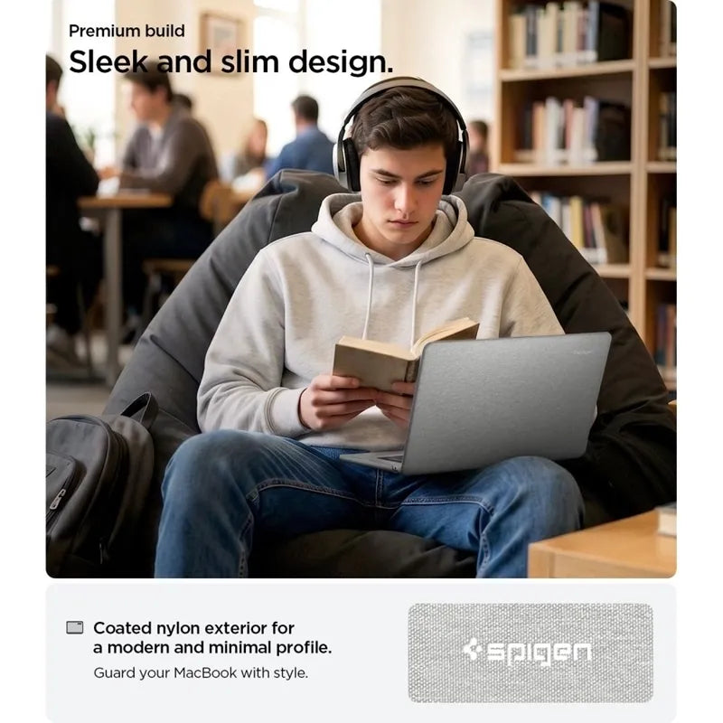 „Spigen Urban Fit“ – dėklas „MacBook Air 13.6"“ (M5/M4/M3/M2/2026-2022) (Heather Grey)