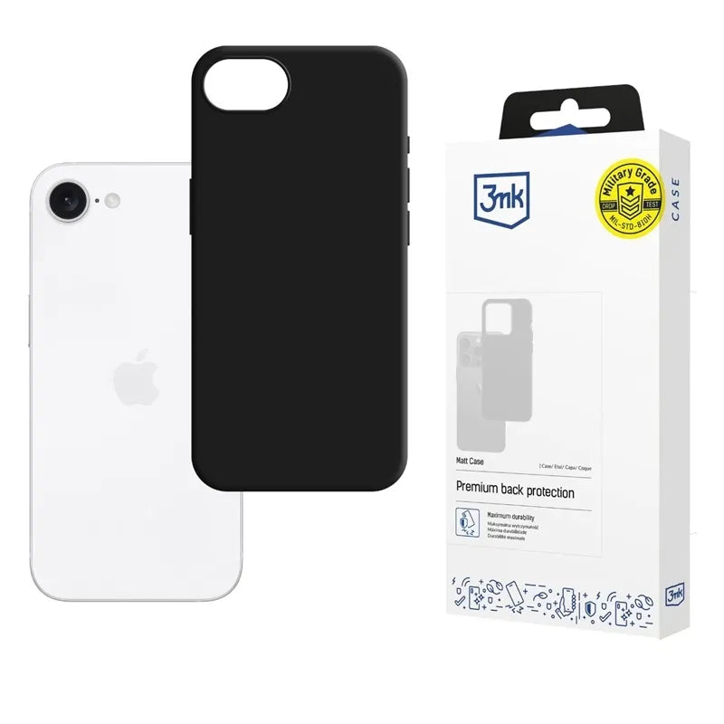 3mk Matt Case – dėklas, skirtas Apple iPhone 16e (juodas)