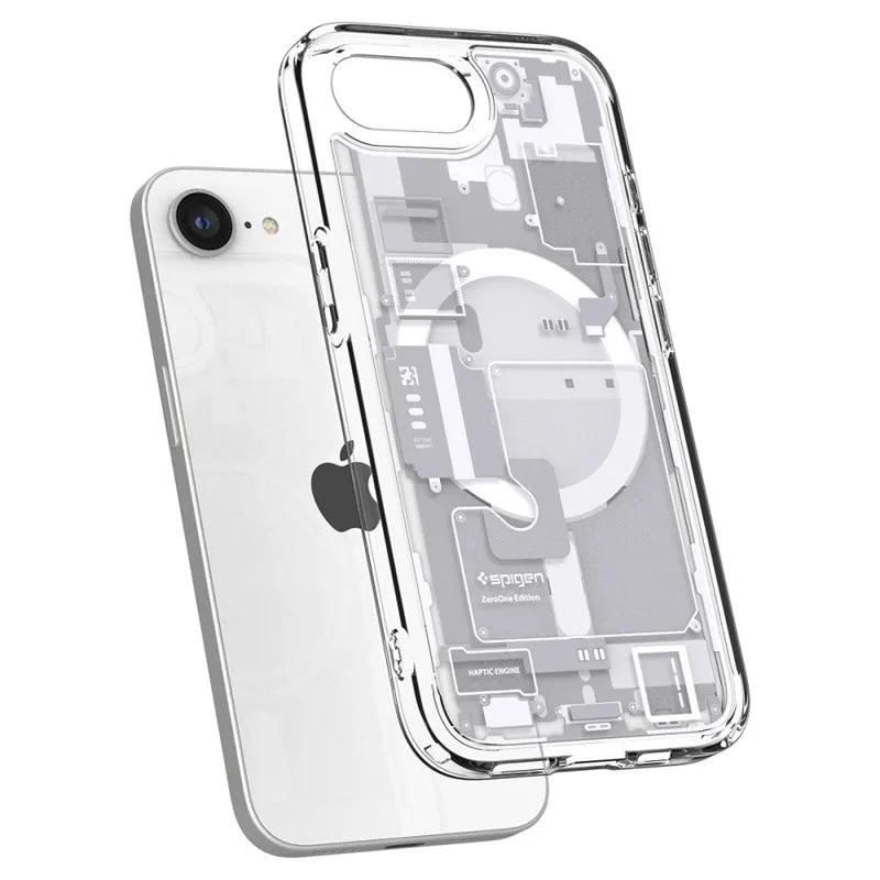 Spigen Ultra Hybrid Mag MagSafe – dėklas skirtas iPhone 17e / 16e (Zero One White)