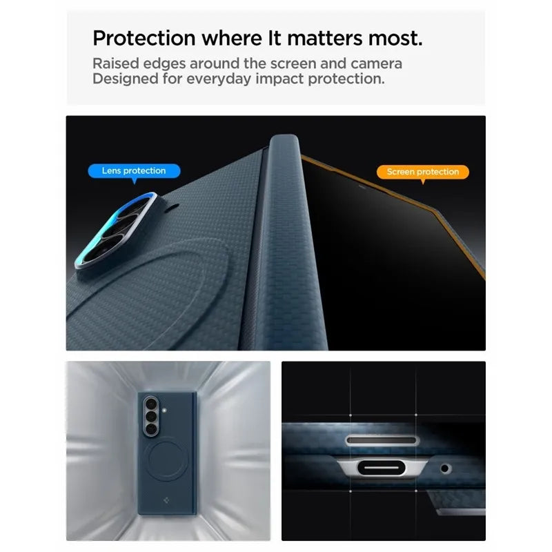 Spigen AirSkin Aramid MagSafe – dėklas Samsung Galaxy Z Fold 8 Ultra (tamsiai mėlynas)